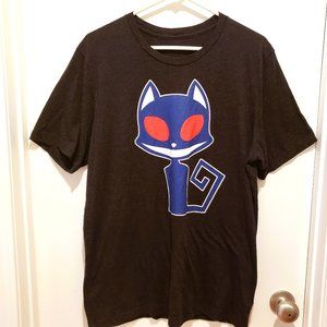Funky Cool Blue Cat Heather Black Super Soft T Shirt Large - READ
